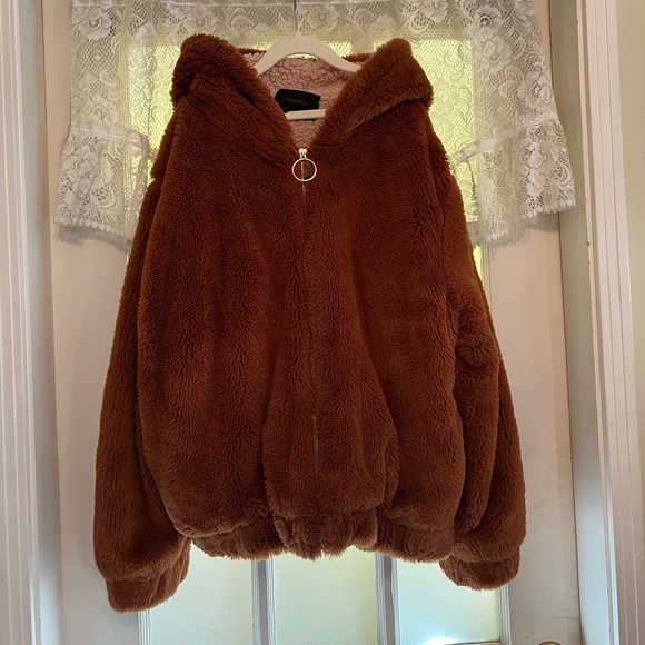 Sherpa Lined Retro Teddy Bear Jacket 🧸🪩 - Picture 1 of 5